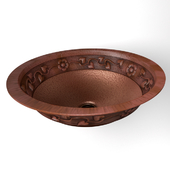 17 &quot;Round Floral Sink In Artisan Hammered Copper
