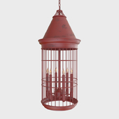 Kathy Kuo | Conical Red Bird Cage 6 Light Entryway Chandelier