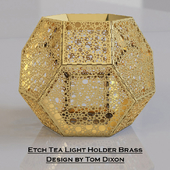 Etch Tea Light Holder Brass