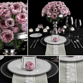 Сервировка с розами/Table setting with roses
