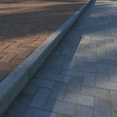 Paving slabs and curb (curb)