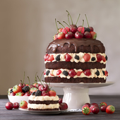 Cake and cake with berries