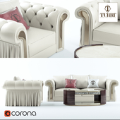 Sofa, chair, coffee table Turri Couture