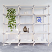 MENU "Stick System" Shelving (3 color options) with plant and other
