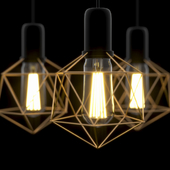 Modern ceiling lamp with classic led light bulb and copper frame