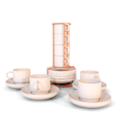 Set of 4 cups with saucers Grid