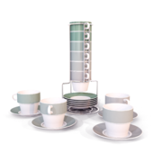 Set of 6 cups with saucers Ombre