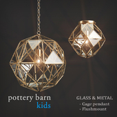 Светильники Pottery Barn Kids Glass & Metal Cage Pendant / Flushmount