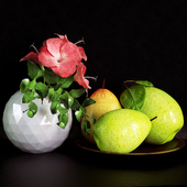 Decorative set with flowers and pears