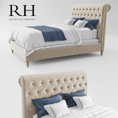 RH Chesterfield Fabric Sleigh Bed