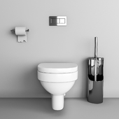 Hanging toilet with accessories