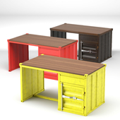 3 color container desk