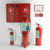 Fire extinguishers and fire cabinet