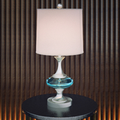 Reiner Brushed Steel and Blue Glass Table Lamp