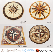 Czare Floors Stone Medallions p.1 Wind Rose 8 types vray+corona