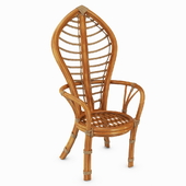 Chair Rattan Vintage Leaf Shaped Throne