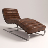 Vintage Brown Leather Chaise Lounge by Regina Andrew Design
