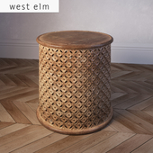 West elm carved wood side table