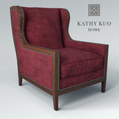 Prospera French Country Ruby Wood Trim Wing Chair