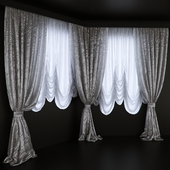 A set of curtains for bay window