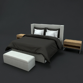 Modern Luxury black bed with wood table