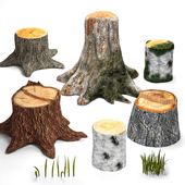 Tree stumps collection &amp; grass