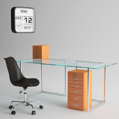 Habitat Ginnie Office Chair and Habitat Nic Glass Table