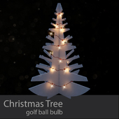 Wooden Christmas Tree - Golf Ball Light Bulb