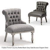 Fulbert French Country Rolled Back Grey Oak Boudoir Slipper Chair