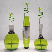 Vases set with bamboo