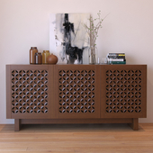 West Elm Carved Wood Media Console