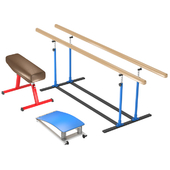 Gymnastic equipment: boards, goat, gymnastic bridge.