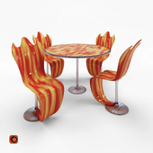 Table and chair Flames
