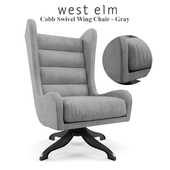 West Elm , Cobb Swivel Wing Chair - Gray