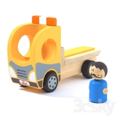 Toy Wood tow truck and character