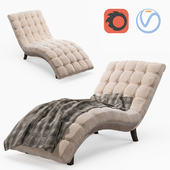 Bowery Hill Fabric Upholstered Chaise Lounge in Sandstone