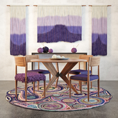 Roost Teak Table & BbL Tapestry set