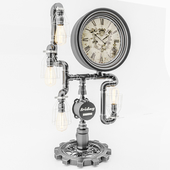 Настольный светильник - Часы, В индустриальном стиле (стимпанк)