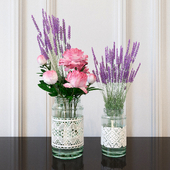 Декоративный набор - цветы в банках/Decorative set of flowers in jar