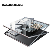 Nox Glass Wood and Metal Coffee Table by Gallotti &amp; Radice