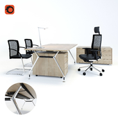 Desk Summa M (Koenig + Neurath, Germany), chair Okay II (Koenig + Neurath, Germany), table lamp JACKIE-PANZERI