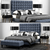 Bed TOV Furniture Eden Grey Velvet Tufted