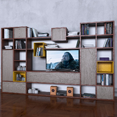 Storage system with books tv vase 4