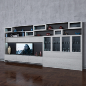 Storage system with books tv vase 9