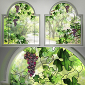 Two window stained glass windows Grapes