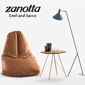 Кресло Zanotta Sacco, столик Zanotta Emil