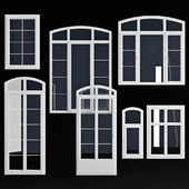 A set of arched windows / doors