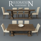 St. James Rectangular Dining Table &amp; Bennett Roll-Back Side Chair