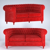 Classic Scroll-arm Chesterfield-style Love Seat