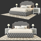 Gray tufted bed